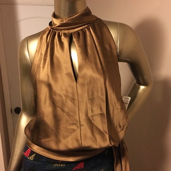 KAY UNGER New York 100% Silk High Neck Blouson Top  -  NEW WITH TAGS! - Picture 3 of 13